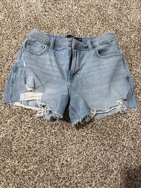Hollister light blue distressed denim shorts